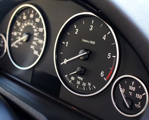 Car speed and RMP dials
