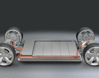 Electric vehicle powertrain skateboard grey
