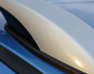 Blue car with aluminum roofrails