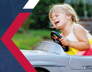 Young child in car crying